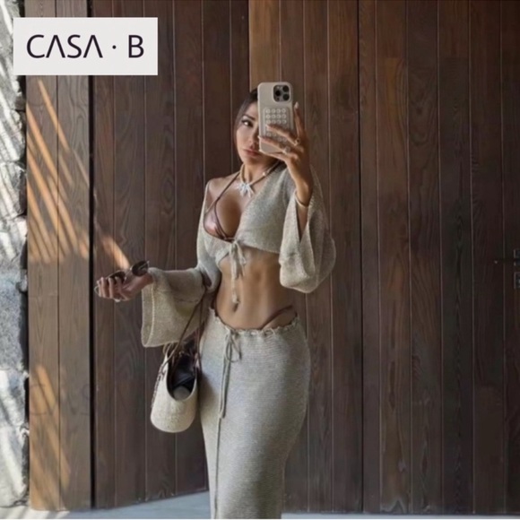 NEW💫to CASA B| The Sirena Shimmering Gold Two-Piece Cover Up Set - Picture 3 of 7